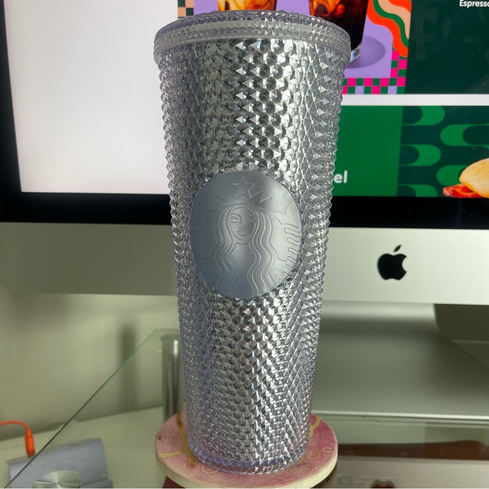 RARE Starbucks Silver Platinum Venti Studded Tumbler 24oz - Picture 3 of 7